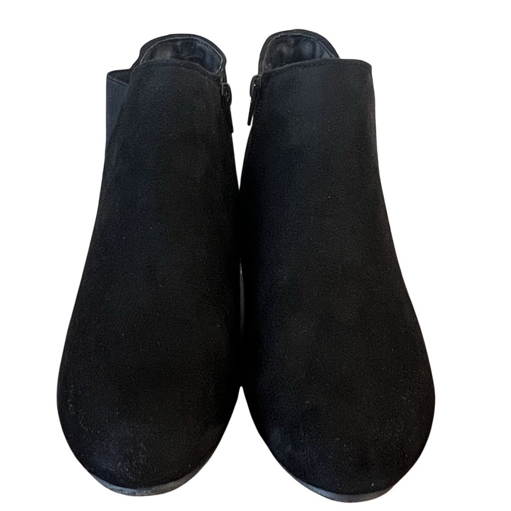 Its OK Janelle Black Faux Suede Wedge Ankle Boots Womens 7.5W Round Toe Zip - Picture 7 of 8